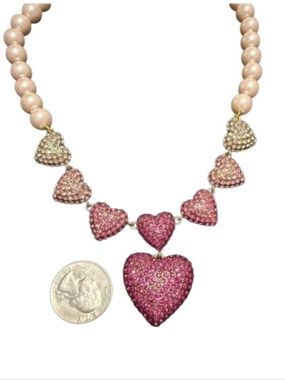 Heidi Daus Cotillion Heart Crystal Station Drop Necklace - Picture 4 of 11